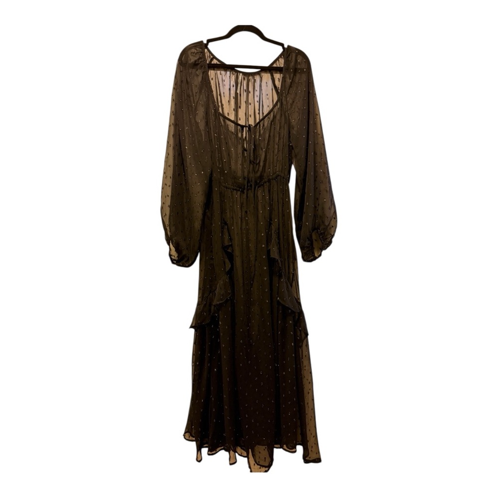 Anthropologie Black Sheer Long Sleeve Dress